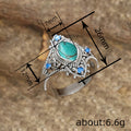 White Gold Marquise Turquoise Boho Ring Blue Accents view 4