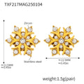 Gold Snowflake Zircon Necklace Bracelet Stud Earrings Set view 7