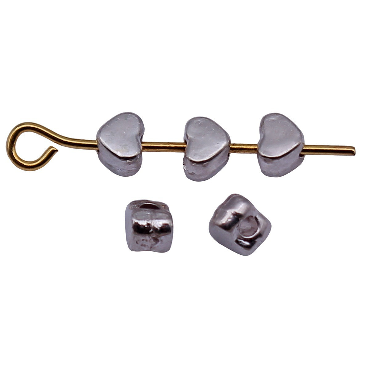 4.1x3.1x3mm 0.16g White K Color Zinc Alloy Heart Small Hole Loose Metal Beads for Bracelet Necklace DIY