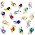 Tiny Heart Crystal Key Metal Jewelry Charms, 18 Colorways view 3