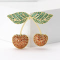 Crystal Cherry Pair Brooch Pin in Red or Purple Decorative Jewelry view 2
