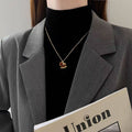 Gold Red Enamel CZ Rocking Horse Necklace Earring Set view 2