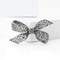Black Crystal Mesh Ribbon Bow Brooch With Four Open Loops view 1