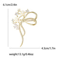 Long Tail Crystal Bow Floral Brooch in White or Purple view 6