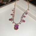 Floral Teardrop Crystal Necklace Or Earrings In Pink Or Multicolor view 7