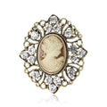 Cameo Lady Profile Brooch Crystal Frame Gold and Silver view 5