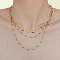Natural Stone Station Necklace Gold Chain Snake Layer Styles view 4
