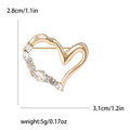 Asymmetric Double Heart Brooch with Crystal Accents in Two Tones view 7