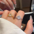 Marquise Clear Crystal Open Rings Silver and Gold Tones view 3