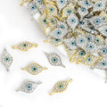 Blue Evil Eye Connector Charms in Gold and Silver Tones view 1