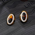 Tortoiseshell Heart and Oval Crystal Halo Stud Earrings view 3