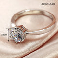 Silver Six Prong Solitaire Clear CZ Round Ring Sizes 6-10 view 4