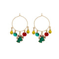 Christmas Green Bell Charm Hoop Earrings Beads Jingle view 6