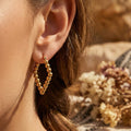 Beaded Geometric Hoop Earrings in Three Gold and Silver Tone Shapes view 3