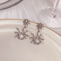 Black and Silver Spider Web Blue Teardrop Dangle Stud Earrings view 4