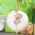 Wooden Love Heart Rabbit Fur Pom Keychains in Fifteen Pictured Fur Colors view 7