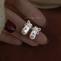 Silver Tone Bow White Potion Bottle And Blue Stone Stud Earrings view 6