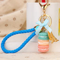 Stacked Macaron and Eiffel Tower Keychains with Braided Wrist Loops view 7