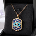 Gold and Silver Tone Blue Enamel Evil Eye Pendant Necklaces view 9