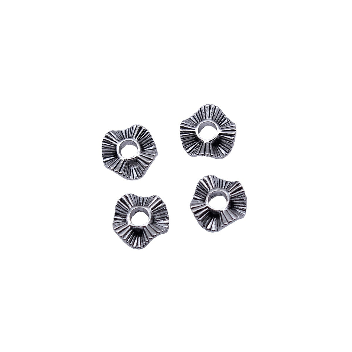 10x10x3.5mm 0.54g Antique Silver Zinc Alloy Wrinkled Round Small Hole Spacer Beads for DIY Jewelry Making
