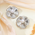 Sculpted Flower Pearl Look Statement Stud Earrings view 2