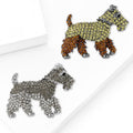 Rhinestone Schnauzer Dog Brooch Amber Multicolor and Grey view 2