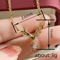 Antler Crystal Pendant Necklace in Gold Tone Polished Metal Jewelry view 4