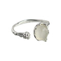 Silver Tone White Stone Flower And Clear Double Band Rings view 5