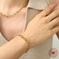Oval Link Chain Necklace And Bracelet Gold Or Steel view 3