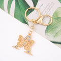Rhinestone Butterfly Letter Keychain Gold Tone A to Z view 6