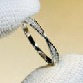 White Gold Twisted Pave Clear Thin Band Ring Metal Alloy view 3