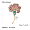 Carnation Stem Brooch In Red Or Pink With Polished Metal Detail view 5