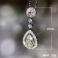 Silver Teardrop Clear Pave Pendant Necklace Metal Alloy view 5