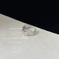 Silver Tone Open Adjustable Wavy Liquid Metal Band Ring view 4