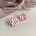 Pink Pearlescent Camellia Flower Stud Earrings Pair view 3
