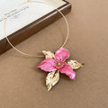 Gold Tone Enamel Flower Wire Chokers And Stud Earrings view 6