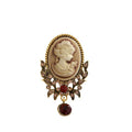 Red Gold Tone Woman Portrait Metal Brooch Pin for Jackets and Lapels view 5