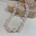White Multi Strand Graduated Faux Pearl Choker Necklace view 2