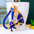 Jeweled Galloping Horse Keychains with Braided Strap Options view 12