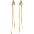 Mixed Metal Long Chain Earrings With Crystal Studs view 5