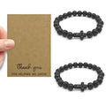 Black Bead Stretch Bracelet Black Cross Accent Beads view 6