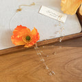 Orange Fabric Poppy Flower Pearl Tassel Earrings Necklace view 7