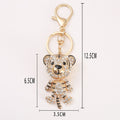 Rhinestone Cub Tiger Keychain Gold Clasp Clear Stones view 3