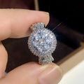 Silver Tone Round Halo Crystal Split Shank Ring Fashion Jewelry view 3