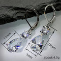 Silver Teardrop CZ Leverback Drop Earrings Clear Stone view 5