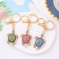 Rhinestone Sea Turtle Keychain Gold Tone Crystal Charm view 1