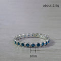 White Metal Bezel Round Eternity Band Ring Blue Clear view 4