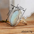 Antique Silver Oval Cabochon Moonstone-Look Ring Sizes 6-10 view 4
