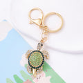Rhinestone Sea Turtle Keychain Gold Tone Crystal Charm view 6