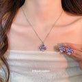 Crystal Flower Stud Earrings Pendant Necklaces Multicolor view 2